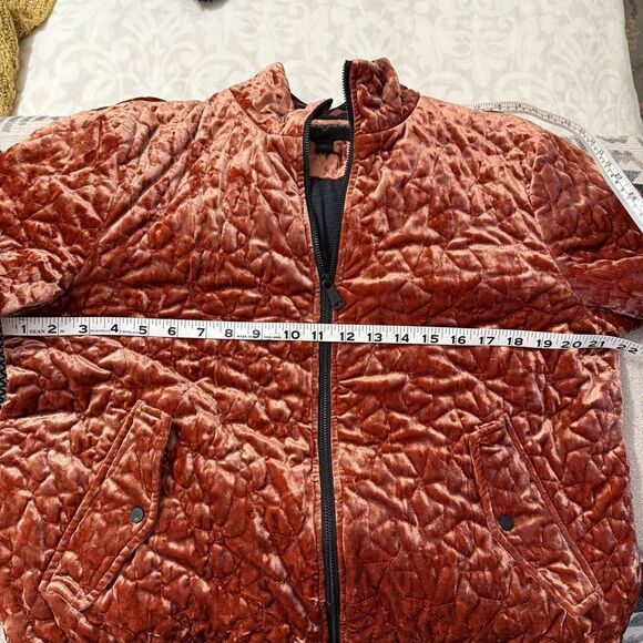 Bernardo Rust/Blk Quilted Velvet Bomber Jacket - Picture 7 of 11